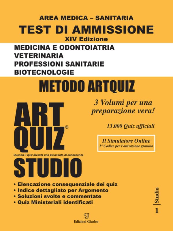 Copertina di ArtQuiz Studio XIV Edizione A.A. 2022 / 2023 Test di ammissione per Medicina , Odontoiatria , Veterinaria , Professioni Sanitarie e Biotecnologie