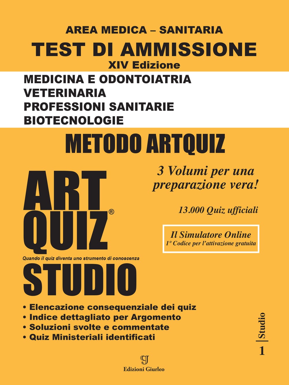 Copertina di ArtQuiz Studio XIV Edizione A.A. 2022 / 2023 Test di ammissione per Medicina , Odontoiatria , Veterinaria , Professioni Sanitarie e Biotecnologie
